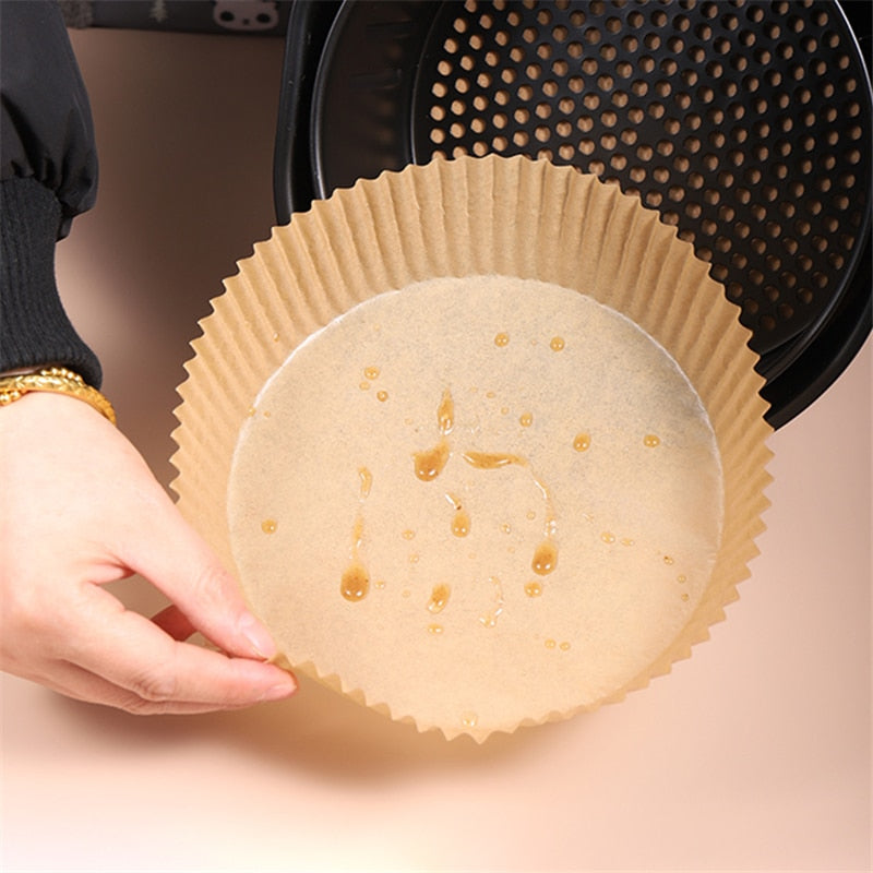 50PCS Round Baking Paper for Hot Air Fryer Non-Stick Oilproof Disposable  Paper Waterproof Grease-Resistant & Heat Resistant Frying Pan Oven  Microwave Accessories Non Porous Baking Trays 200pcs White 