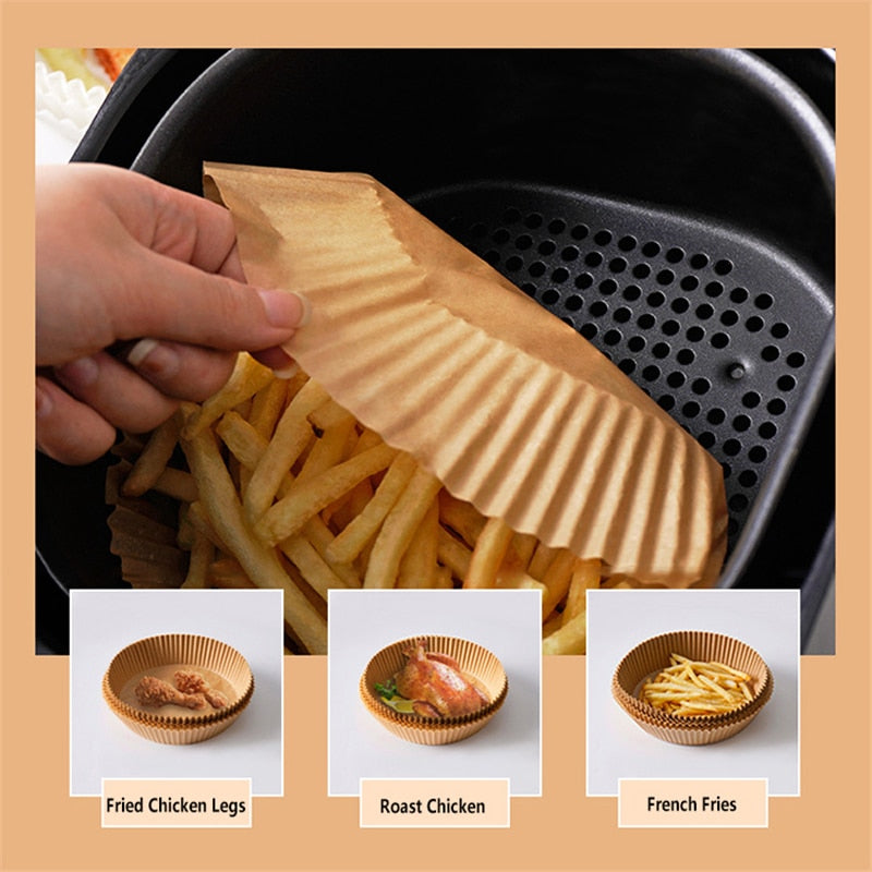 50pcs/pack Air Fryer Silicone Parchment Paper, Double-sided Greaseproof  Paper For Baking, Bbq, Grilling