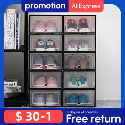 6 Packs Transparent Shoe Box  Organizers